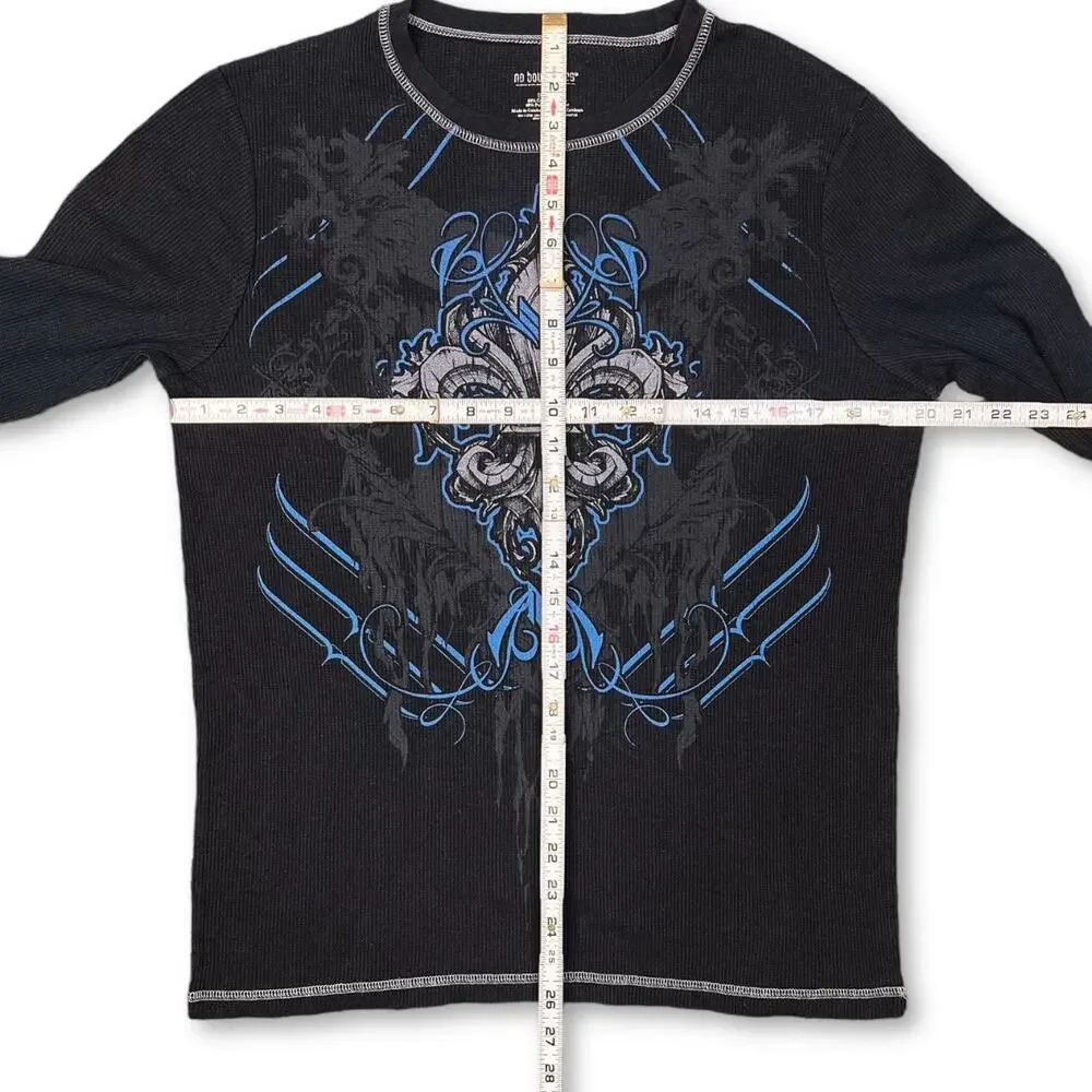 Y2K Vintage Long Sleeve Waffle Knit Henley T-shirt | No Boundaries‎ Size Large